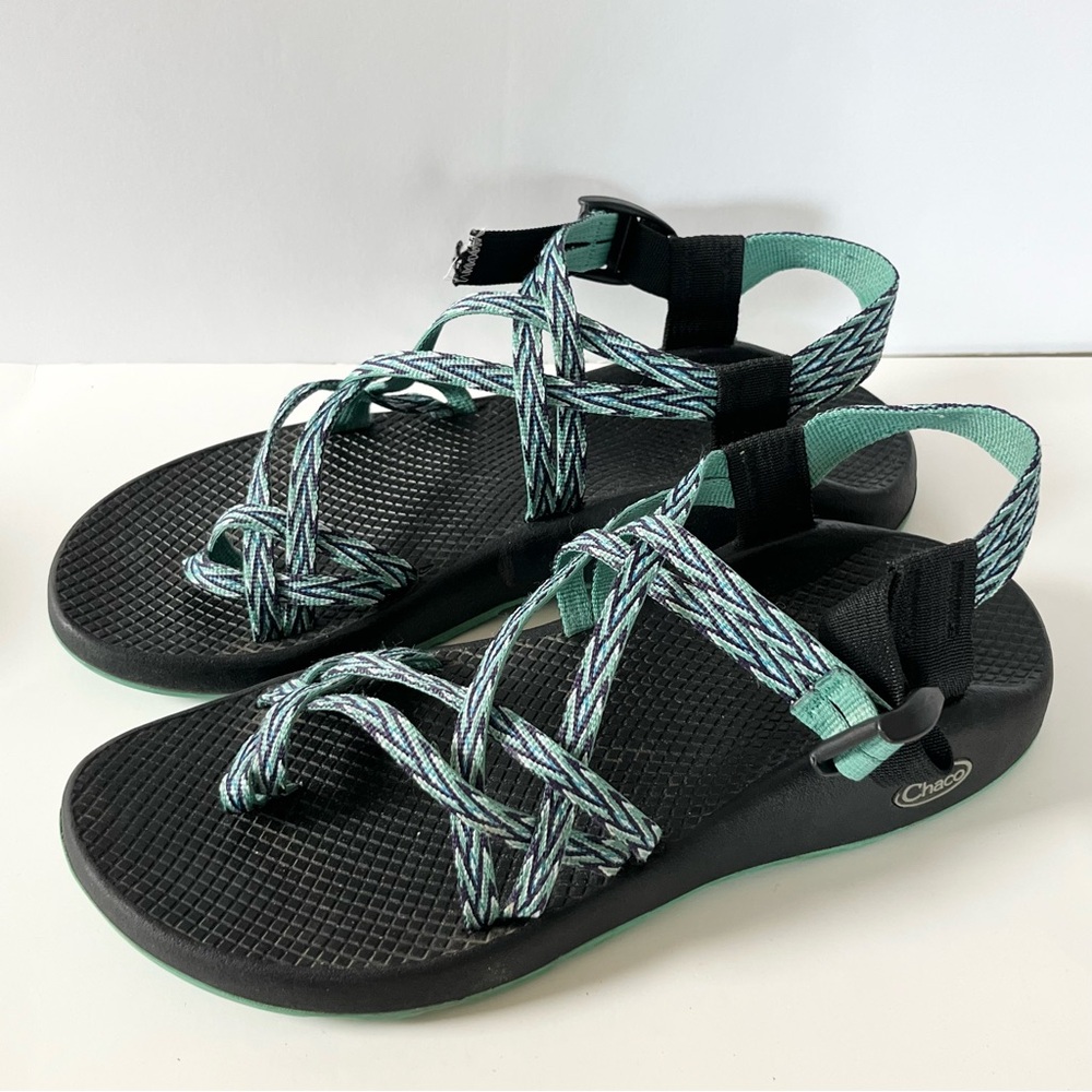 Chaco Black and Mint Strappy Sandals